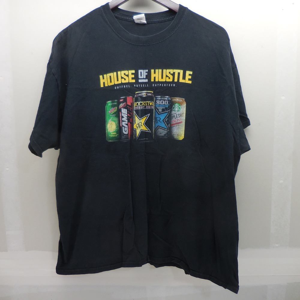Gildan House of Hustle Energy Drink Rockstar Mountain Dew Graphic T-Shirt XL